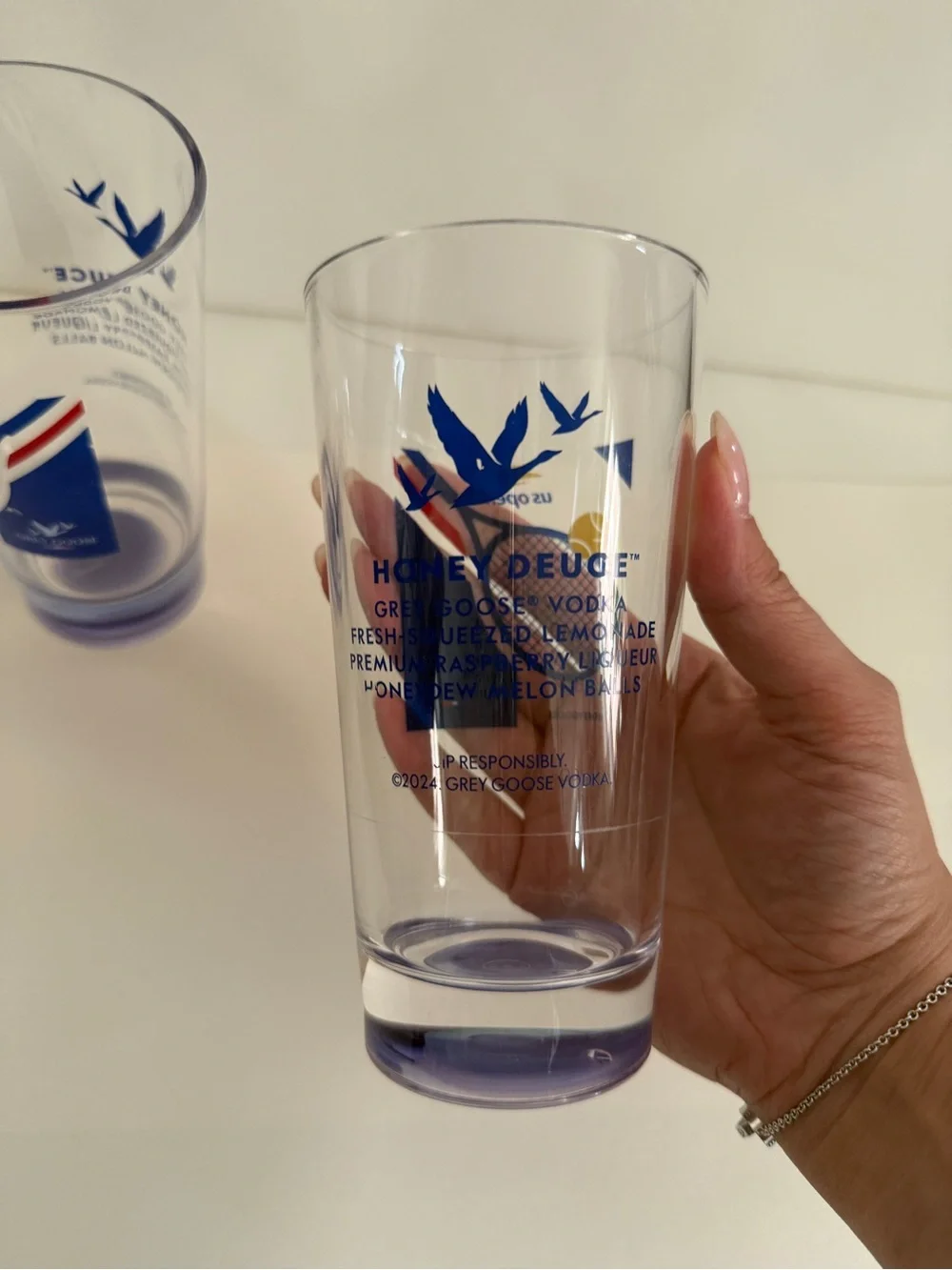 US Open 2024 Honey Deuce Blue Tennis Glass - Set of 2